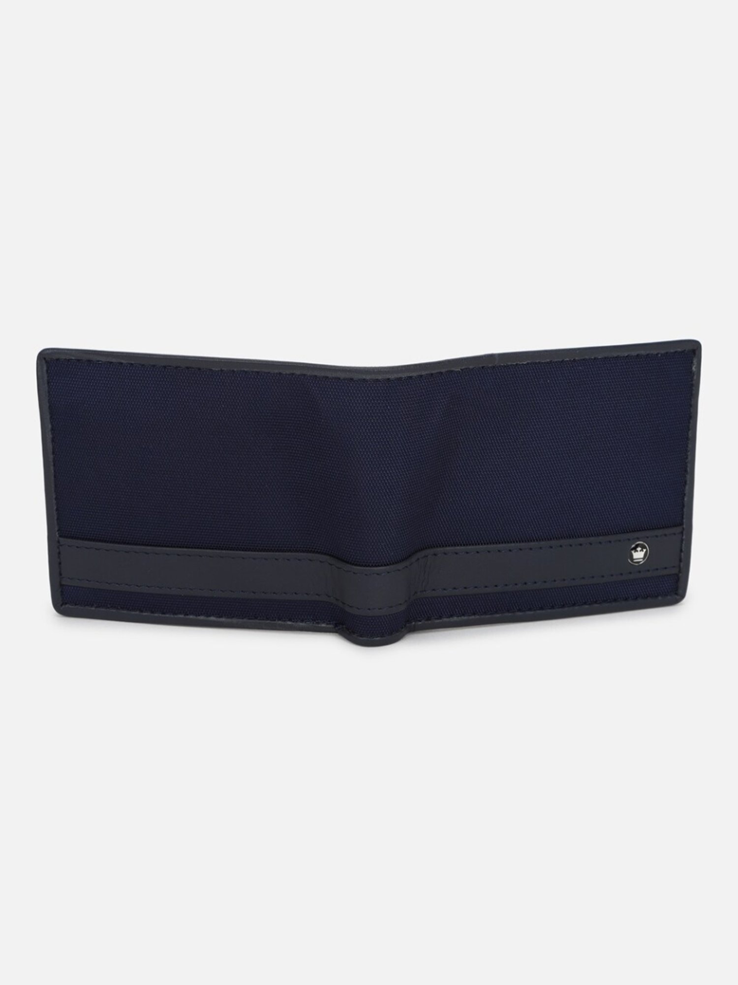 Louis Philippe Navy Leather Textured Bi-Fold Wallet