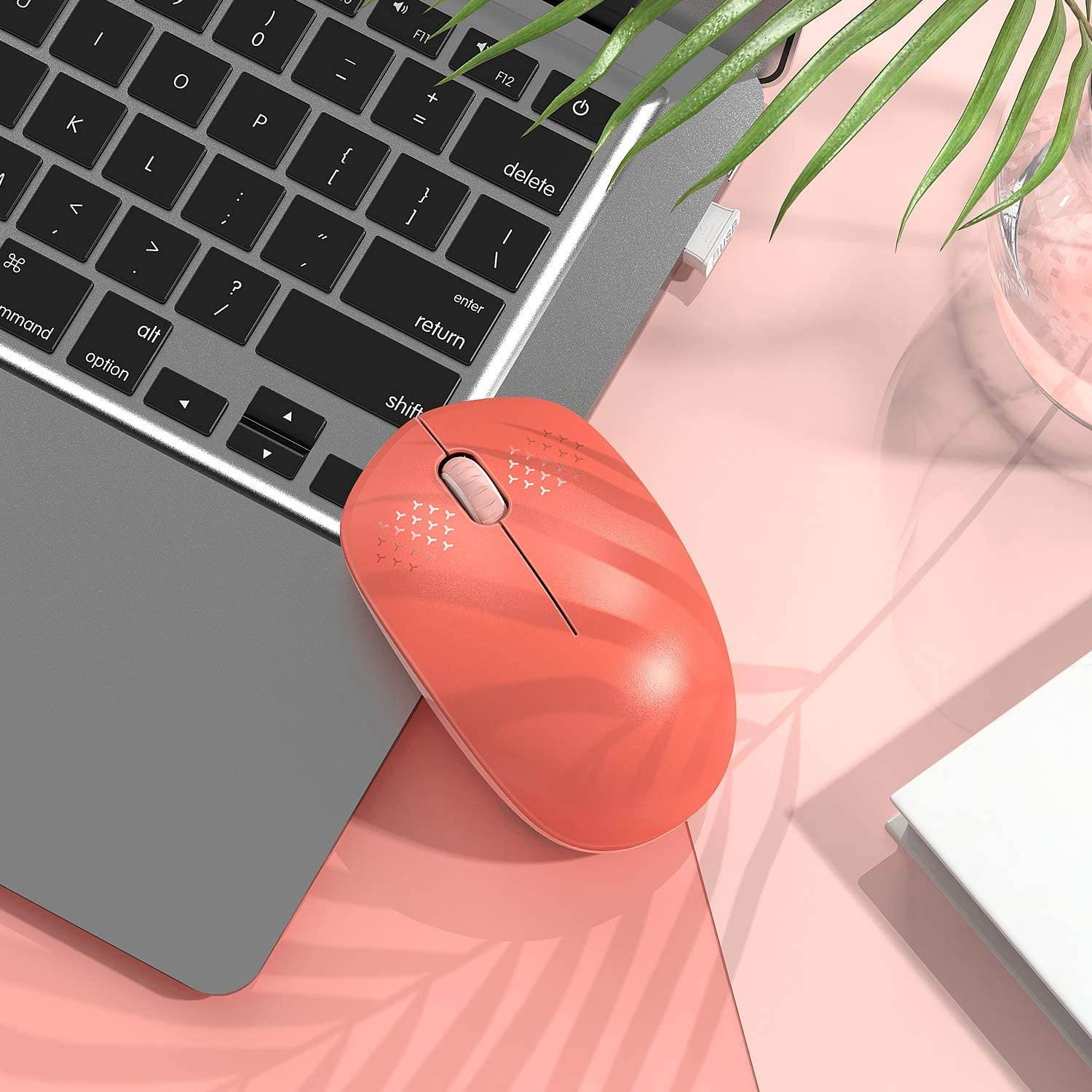 Wireless Mouse 2.4G Noiseless Mouse with USB Receiver - seenda Portable Computer Mice for PC Tablet Laptop - Living Coral&Pink