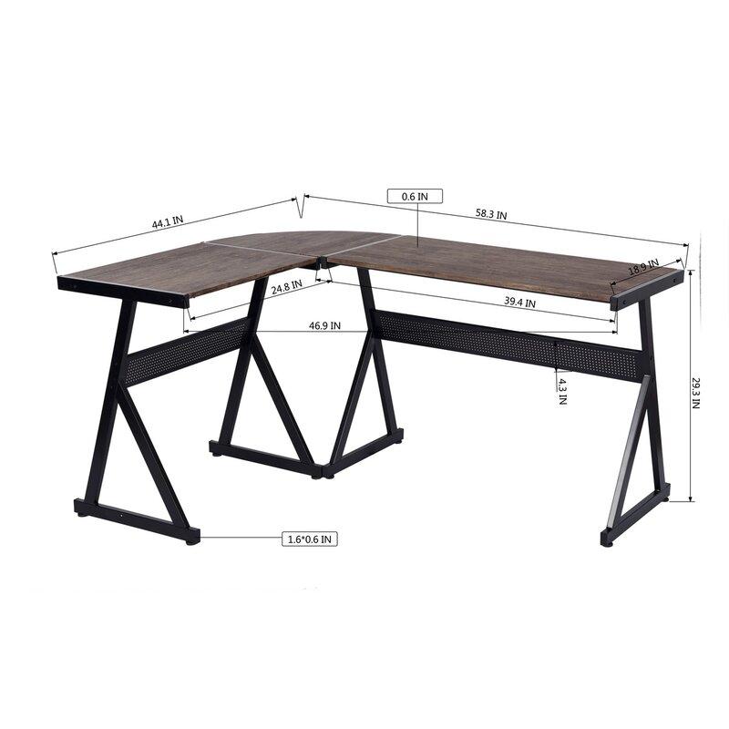 Industrial Wood L-Shape Office Table Writing Desk Computer Desk