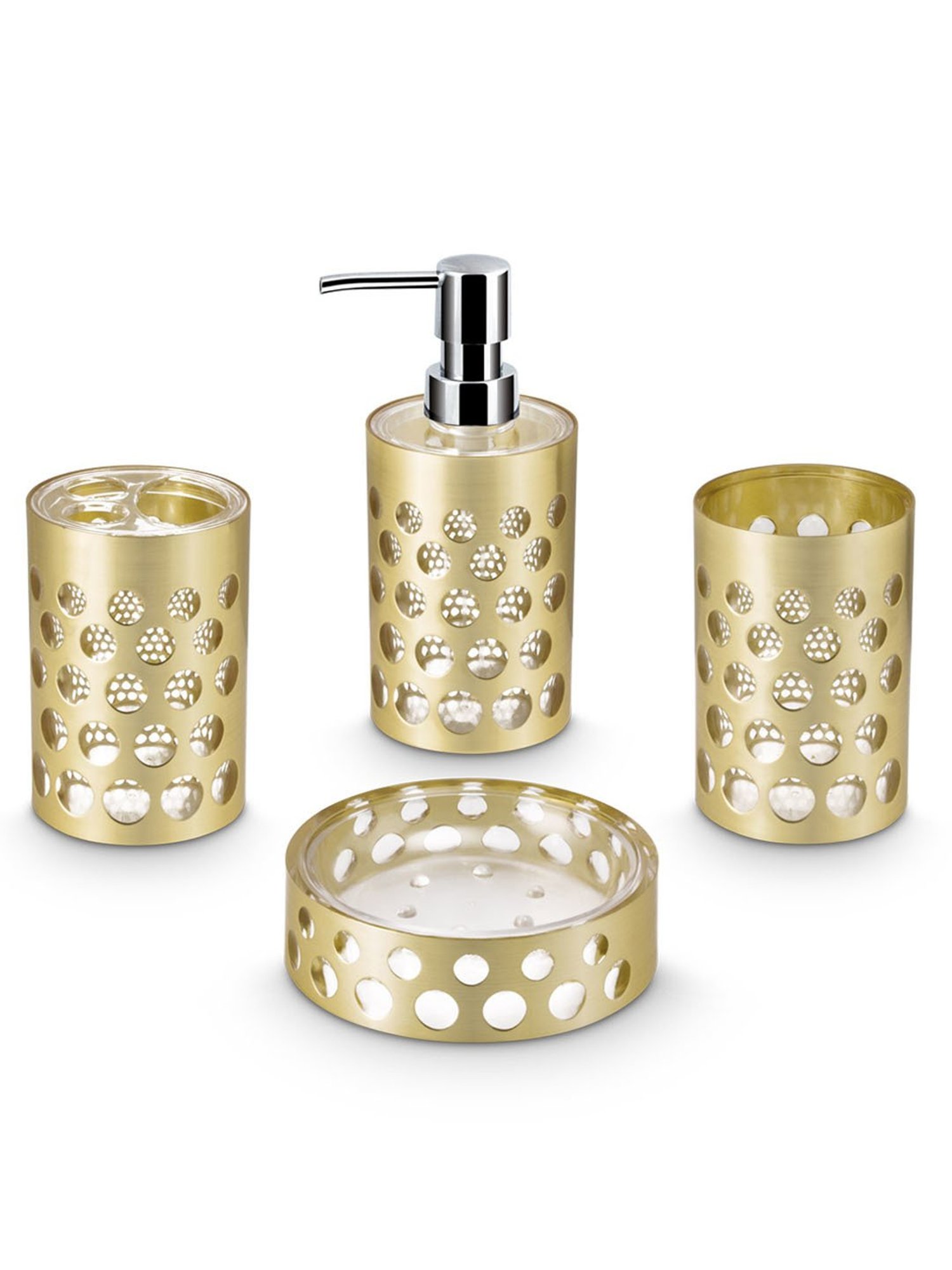 Freelance Gold Polyresin Set of 4 Bathroom Accessories