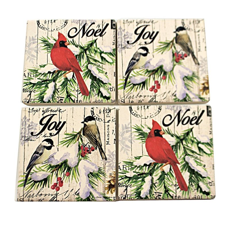 Tabletop 4.0" Noel Coasters Red Bird St/4 Carson Home Accents  -  Coasters