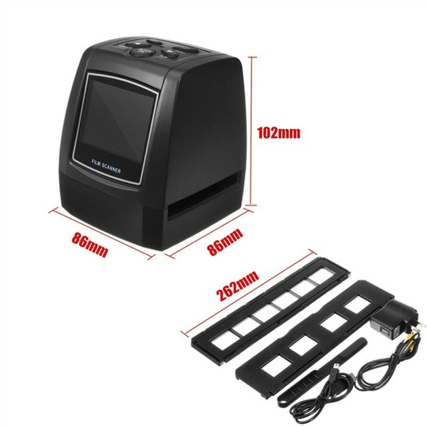 FRCOLOR  35/135MM Slide Film Scanner High Resolution 3600dpi 5.0 Mega Pixels Photo Scanner Mini Portable Negative Digital Film Converter LCD with US Plug - Black