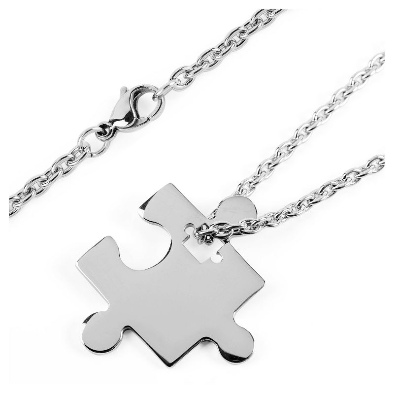 West Coast Jewelry Stainless Steel Jigsaw Puzzle Piece Pendant Necklace