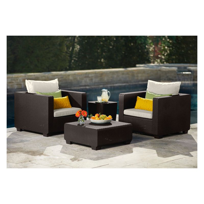 Salta Outdoor Resin Patio Armchair with Cushions Brown - Keter