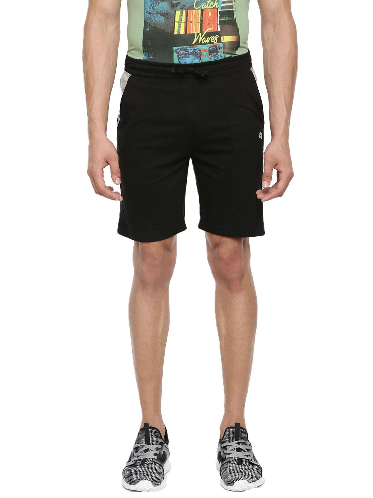 Dollar Black Cotton Regular Fit Colour Block Shorts