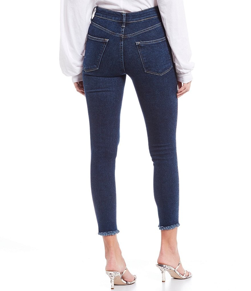 Free People Raw Hem High Rise Cotton Blend Jeans