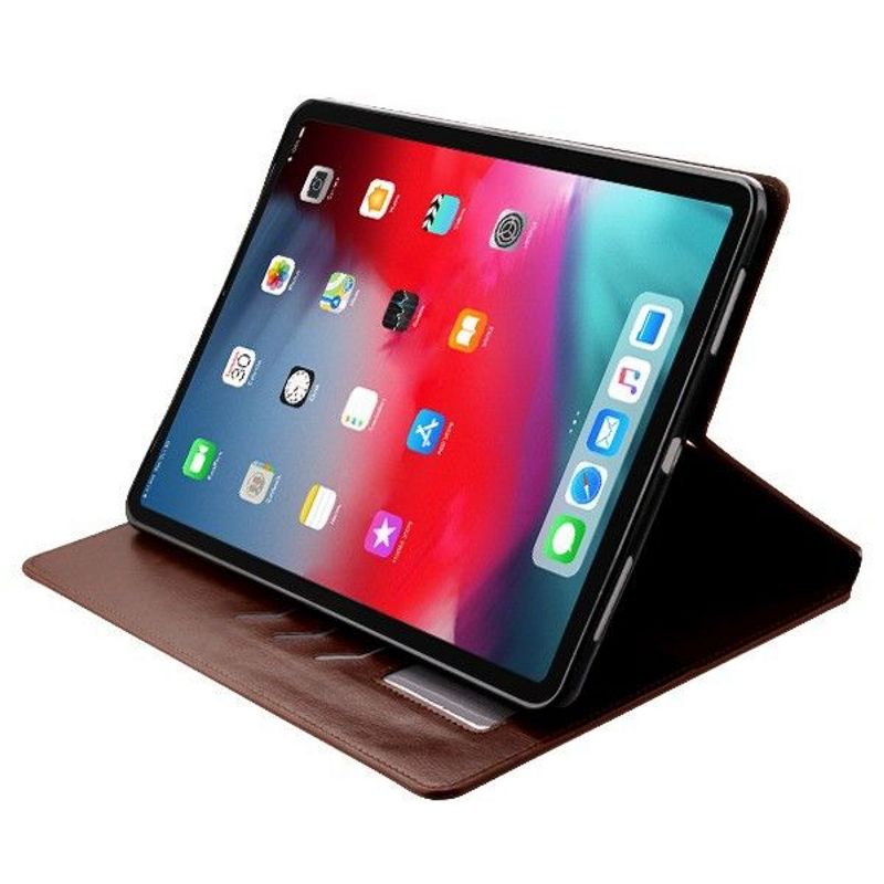 MYBAT For Apple iPad Pro 11" (2018) Brown MyJacket Leather Fabric Case Cover w/stand