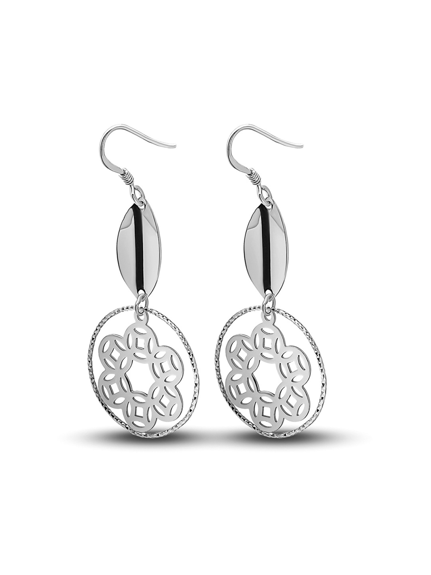 Silberry 92.5 Sterling Silver Floral Art Earrings for Women