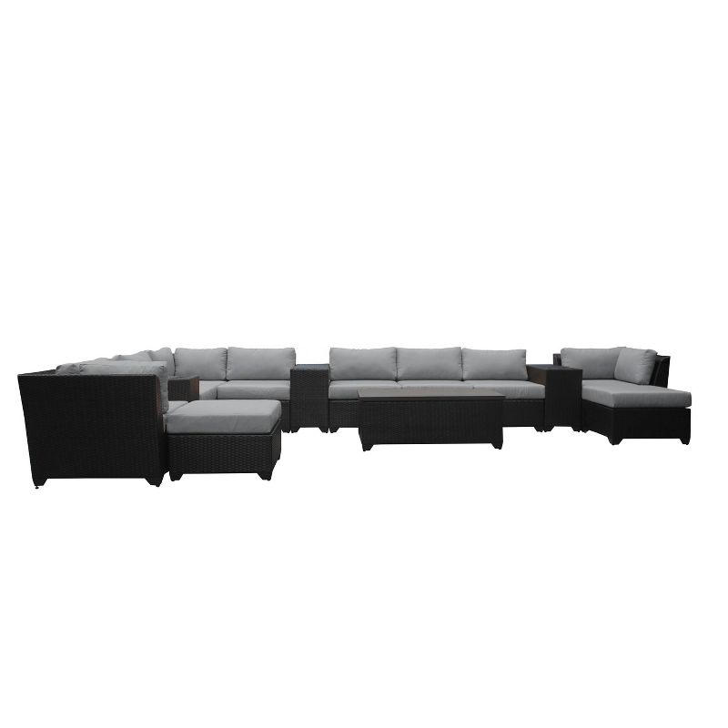 New Boston 8pc Seating Set Gray Frame Sunbrella Spectrum Denim Fabric - La-Z-Boy