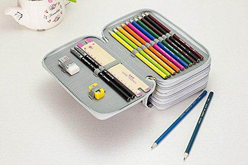 O,Like Large Capacity Oxford 72 Piece Colors Multi-layer Pencil Case Pen Bag Pouch Stationary Case Art Sketch pencil holder bag (grey)