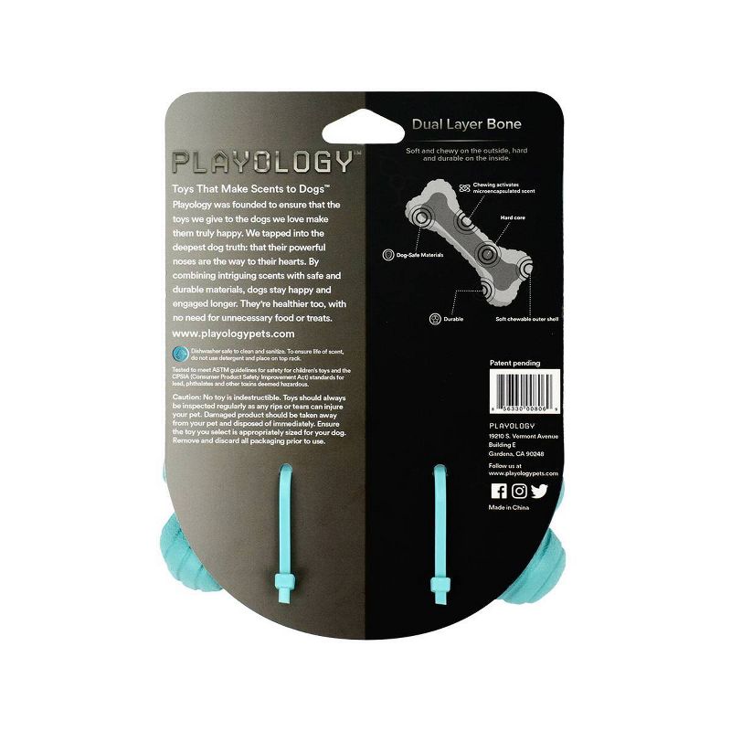 Playology Peanut Butter Scent Bone Dog Toy - Blue - L