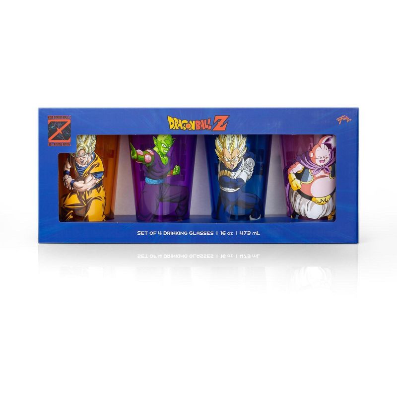 Just Funky Dragon Ball Z Fighters Pint Glasses | 16-Ounce Character Glasses | Set of 4