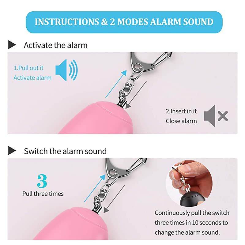 Safe Personal Alarm for Women 3 Pack 130db Safety Siren Keychain Alarm Self Defense with USB Rechargeable Led Light Emergency Safesound Security Alarm for Kids Elderly