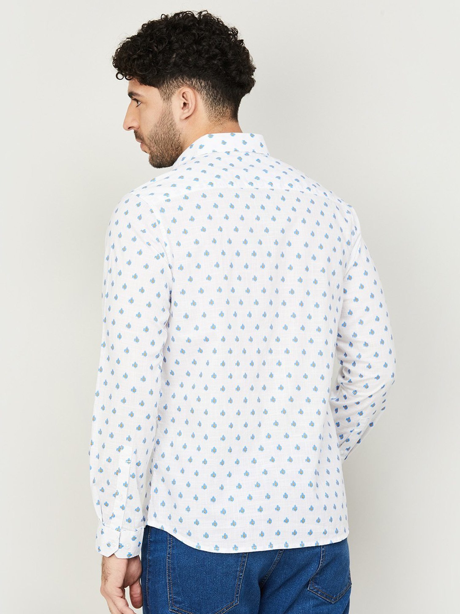 Melange by Lifestyle White Cotton Regular Fit Printed Shirt