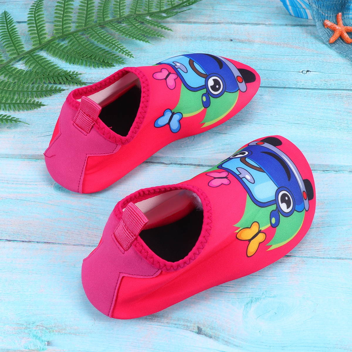 1 Pair Quick Dry Snorkeling Shoes Summer Anti-slip Beach Socks Cartoon Printing Swimming Footwear for Kids Girls Swimming Diving (Pink Size 24-25 15.5CM,9.5US,9UK,26.5EU,3.93Inch)