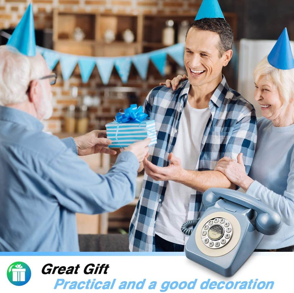 Rotary Design Retro Landline Phone for Home,Old Fashioned Corded Telephone with Classic Metal Bell Push Button Technology