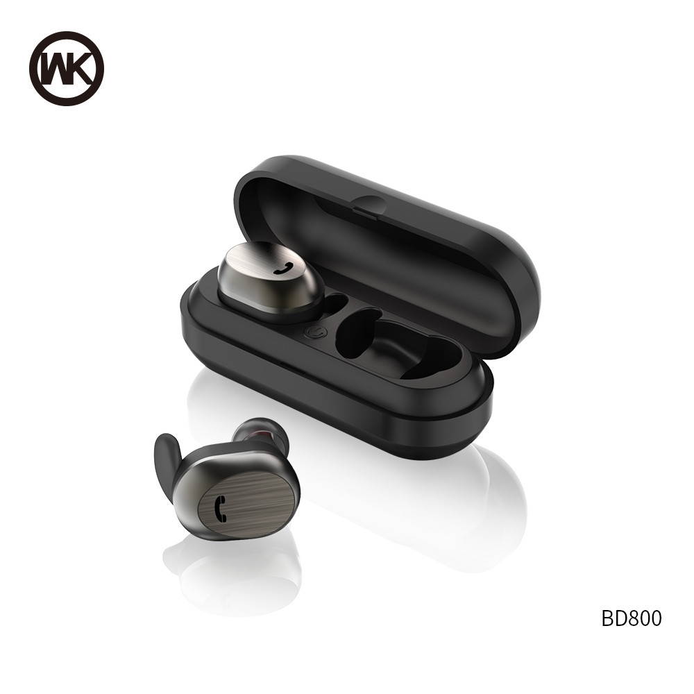 WK Wireless Earbuds Bluetooth Headset Mini Earphones with Mic Stereo Music Bluetooth Earpiece fo BD800-one pair and Black