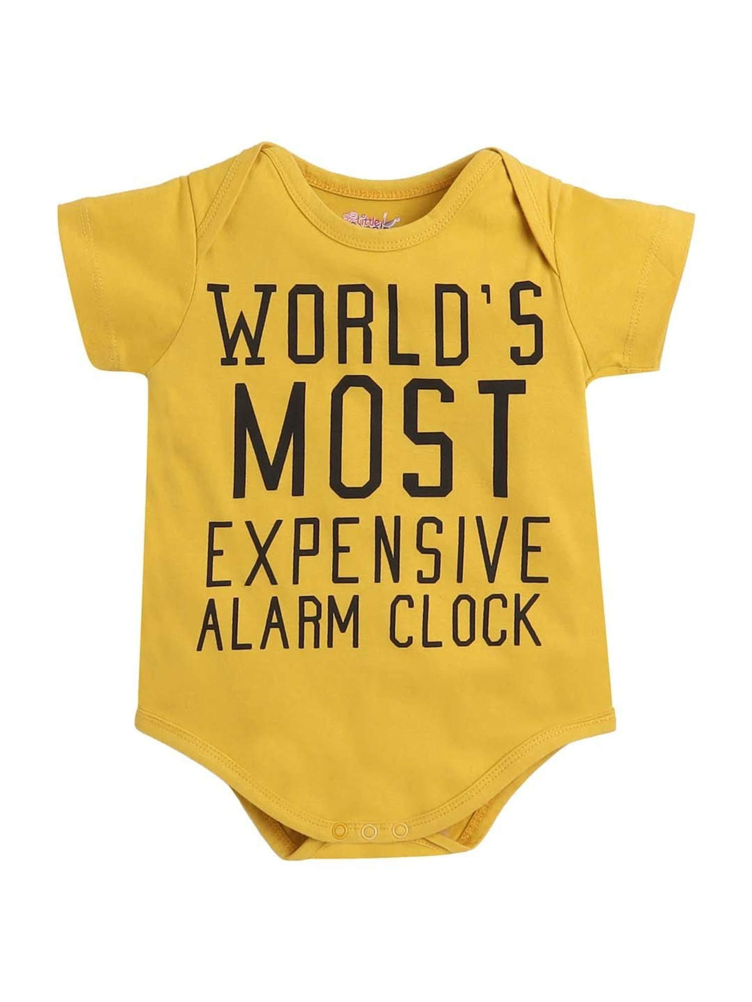 Little Angels Kids Yellow Cotton Printed Onesie