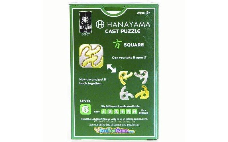 University Games Hanayama Level 6 Cast Metal Brain Teaser Puzzle - Square