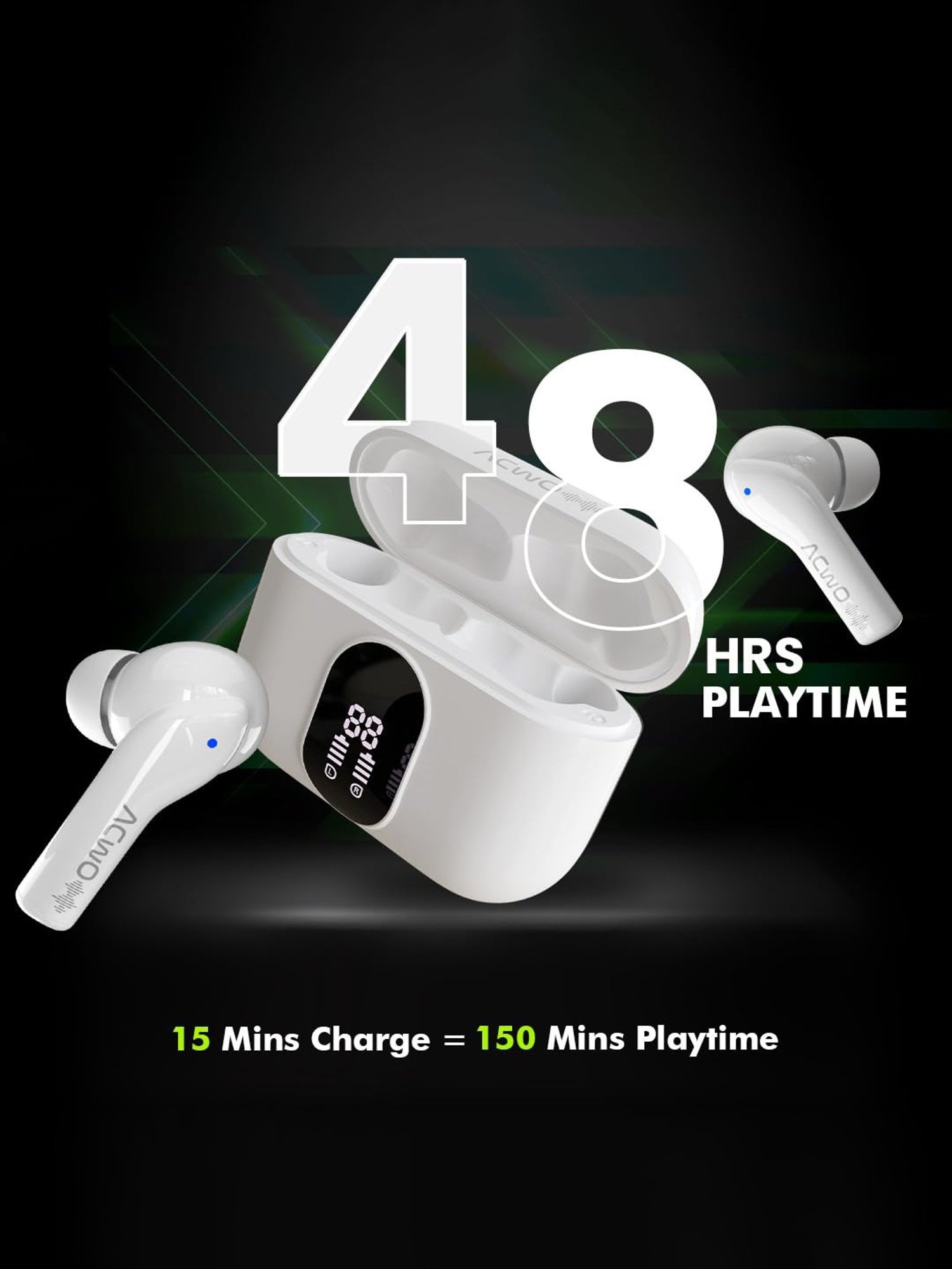 ACwO DwOTS 545 In Ear Earbuds with 48Hrs Playtime & ENC (Frosted White, True Wireless)
