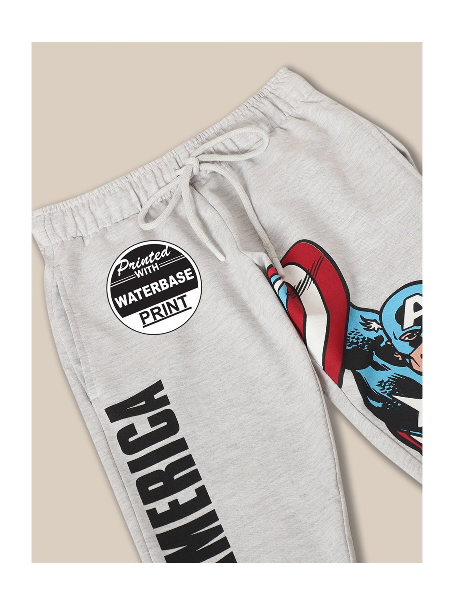 Kidsville Captain America Printed Grey Joggers For Boys