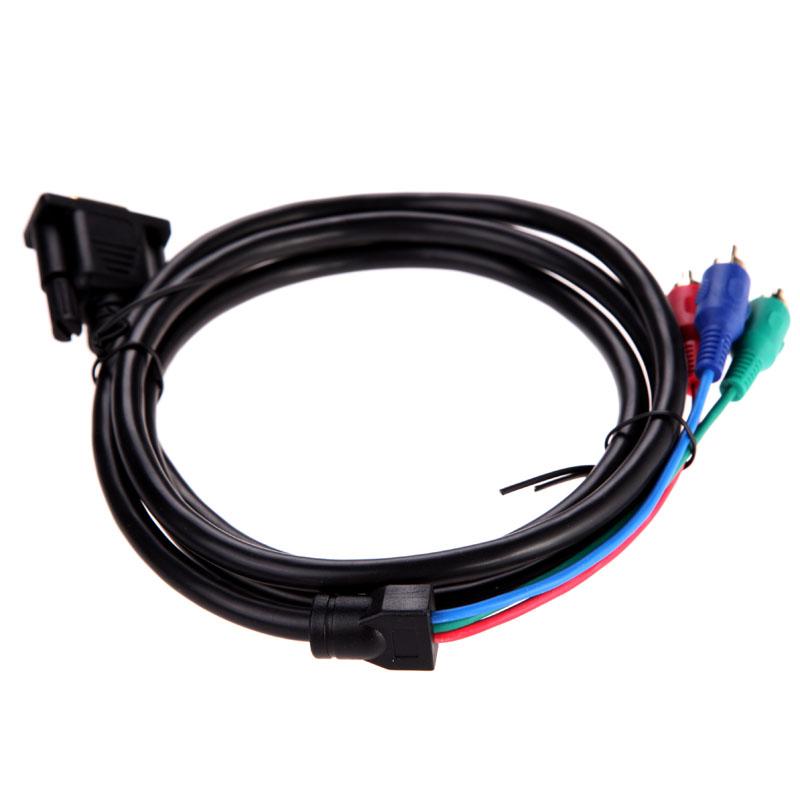 1.5m 5Ft VGA to TV 3 RCA Component AV Adapter Cable for PC Laptop
