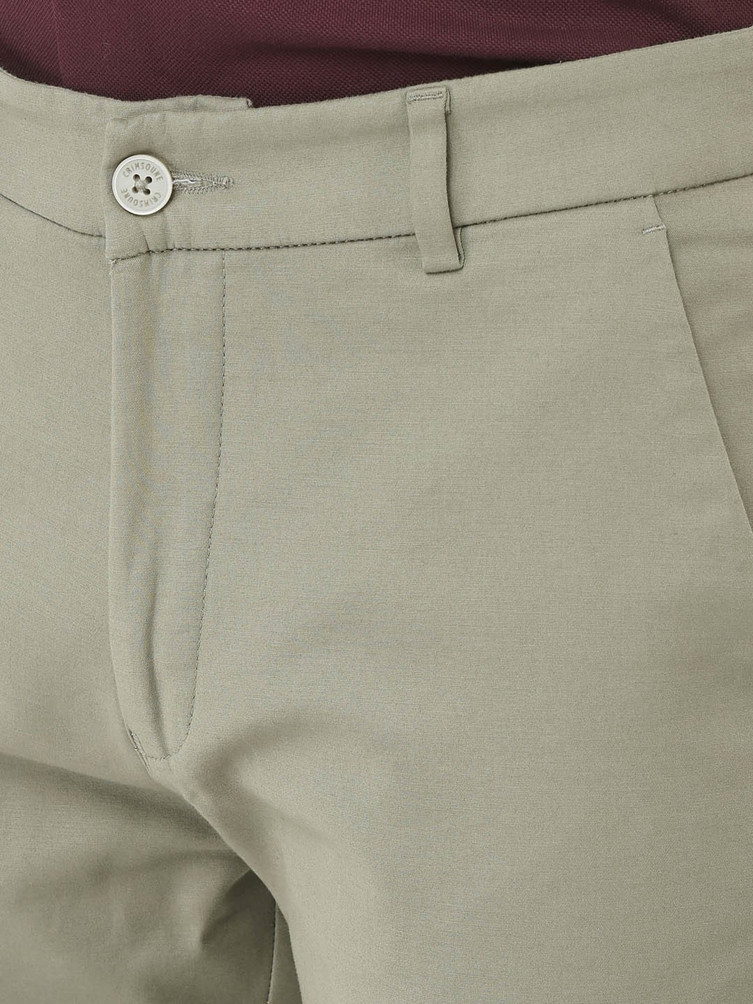 Crimsoune Club Green Slim Fit Flat Front Trousers