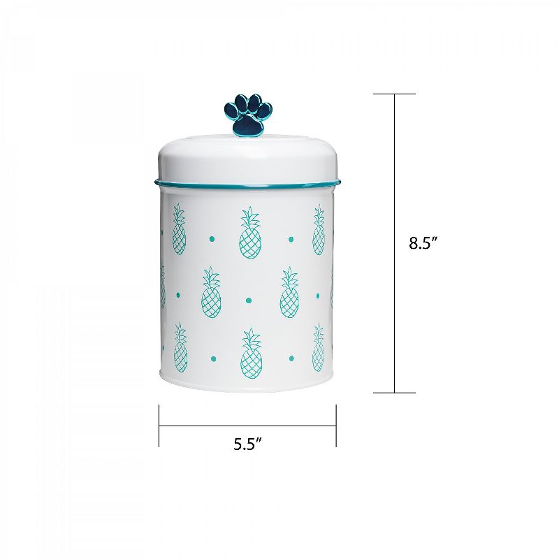 Amici Pet Pet Pineapple Glass Food Canister, Small, Turquoise, 64oz