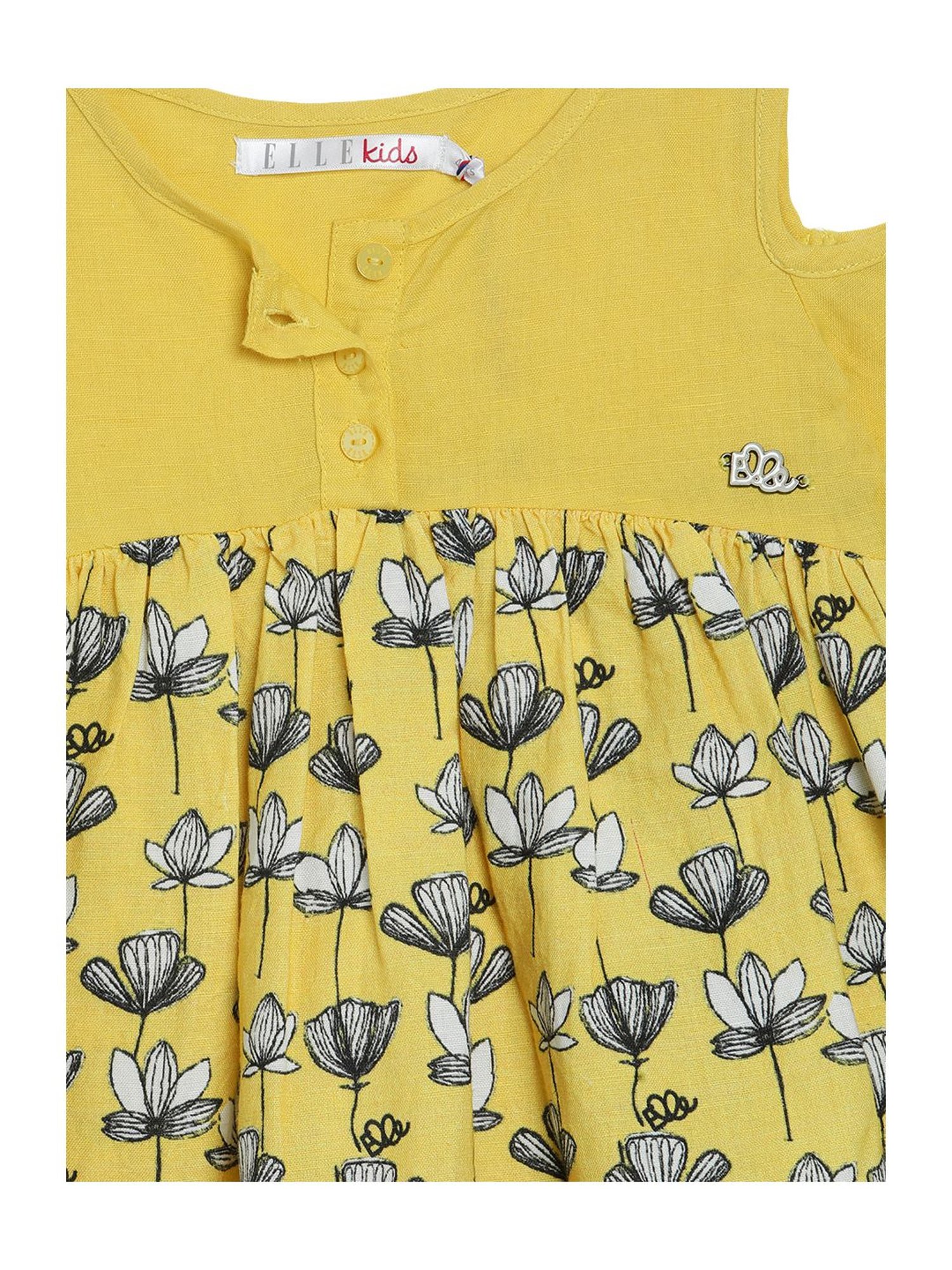 Elle Kids Yellow Cotton Printed Dress