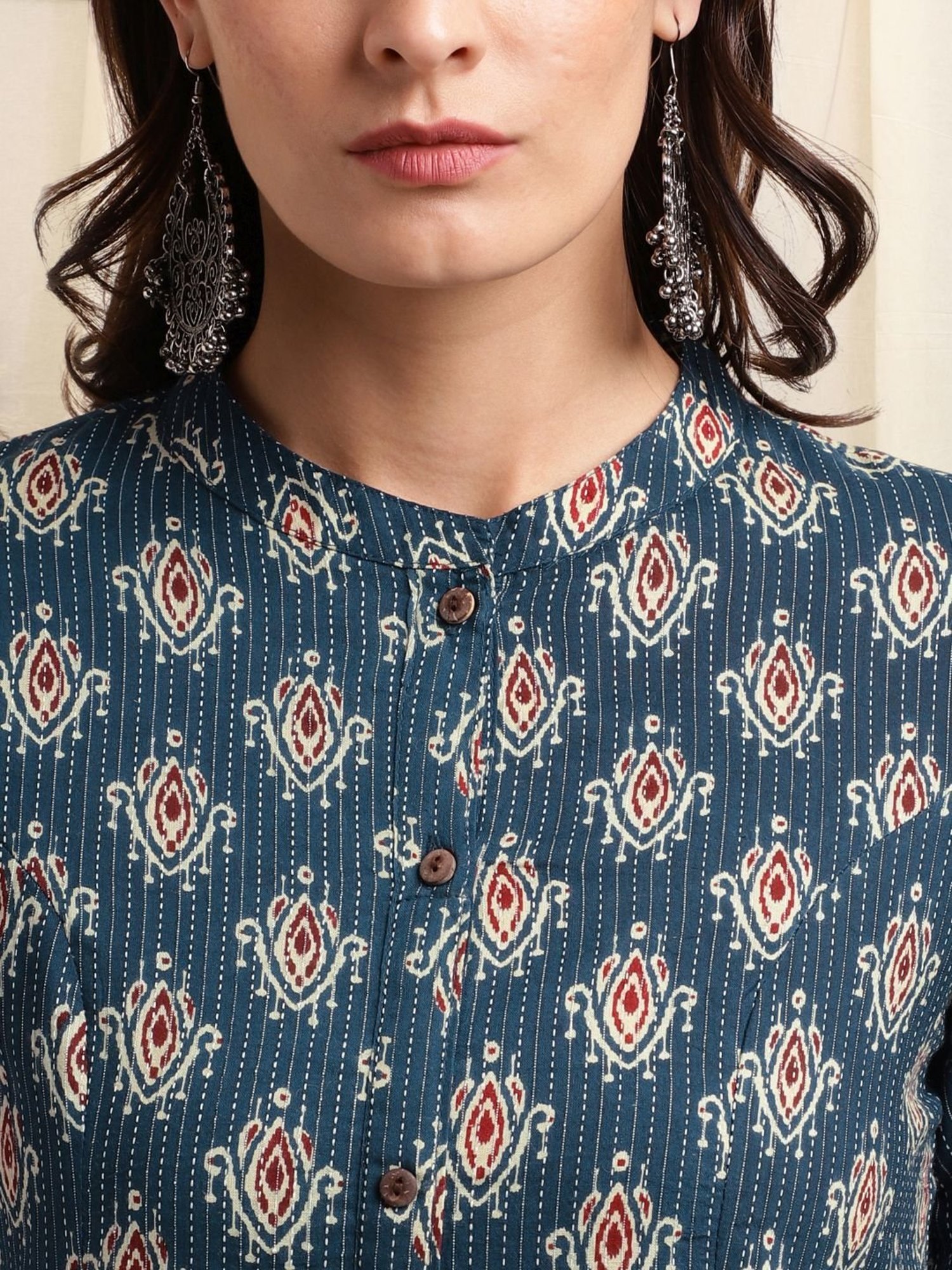 MIRCHI FASHION Blue Cotton Printed Straight Kurta