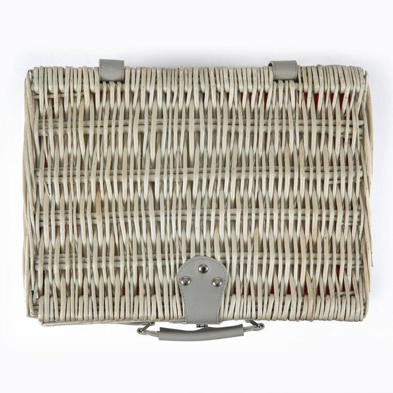 Northlight 15.5" Hand Woven Willow 2-Person Picnic Basket and Accessory Set - Brown