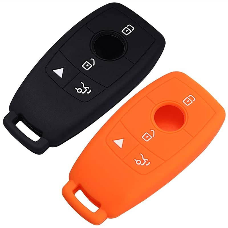 Silicone Remote Key Fob Covers Smooth Soft Rubber Case Fits for MercedesBenz A220 E63S AMG EClass GLE 350 4MATIC 2019 2020 2021 Black Orange