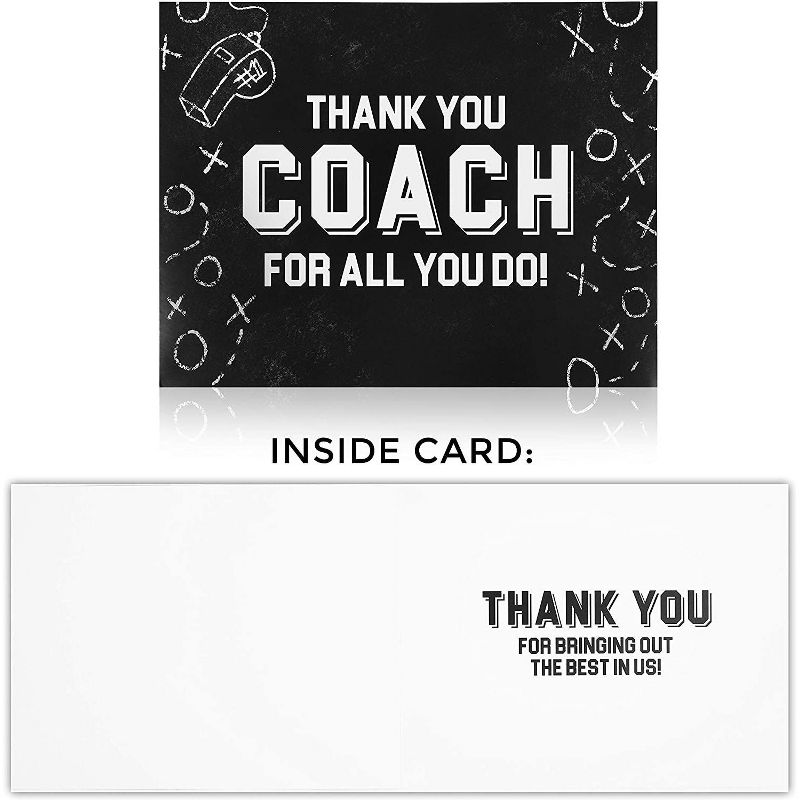 3-Count Jumbo Thank You Coaches Greeting Cards with White Envelopes, Assorted Designs, Letter Size 11 x 8.5 inches