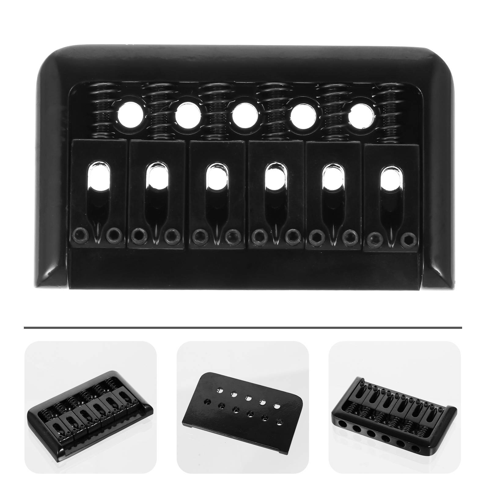 1 Set 6 String Guitar Fixed Bridge Hardtail Bridges Replacement Part (Black)