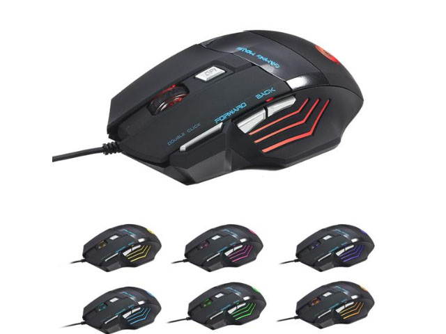 Gaming Mouse Wired [5500 DPI] [Programmable] Ergonomic Game USB Computer Mice RGB Gamer Desktop Laptop PC Gaming Mouse, 7 Buttons for Windows 7/8/10/XP, Black