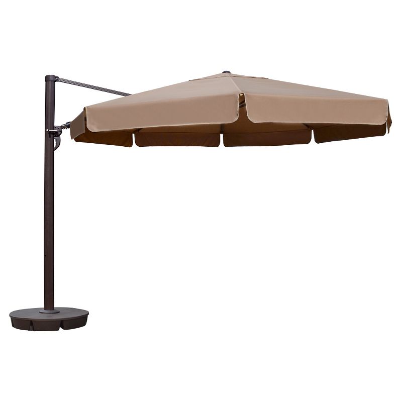 Island Umbrella Victoria 13' Octagonal Cantilever With Valance in Stone Sunbrella