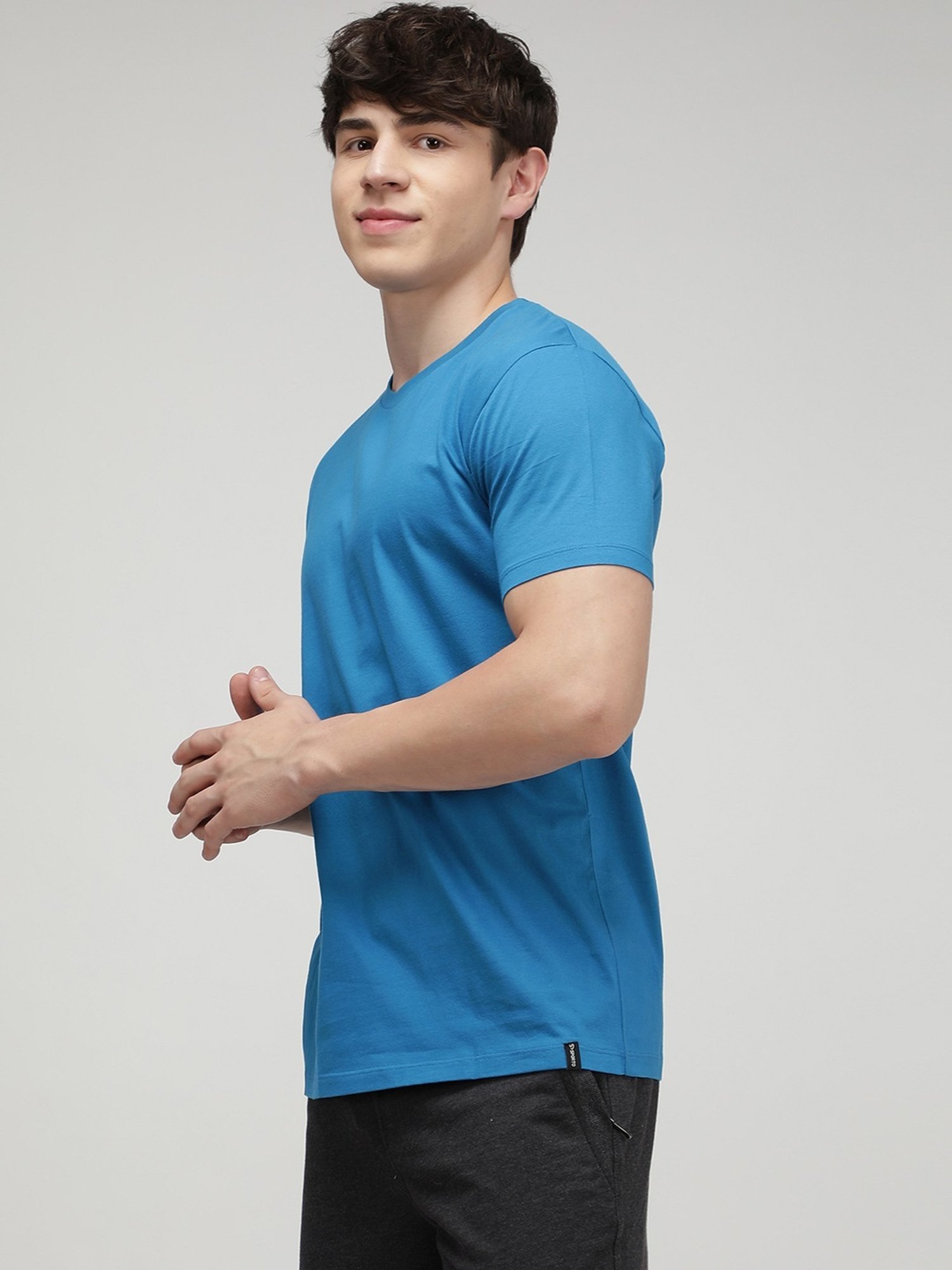 Sporto Powder Blue Slim Fit T-Shirt