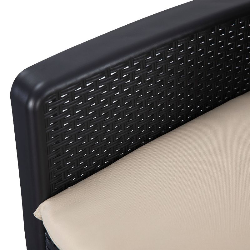 3pc Plastic Patio Conversation Set with Beige Cushions - Accent Furniture