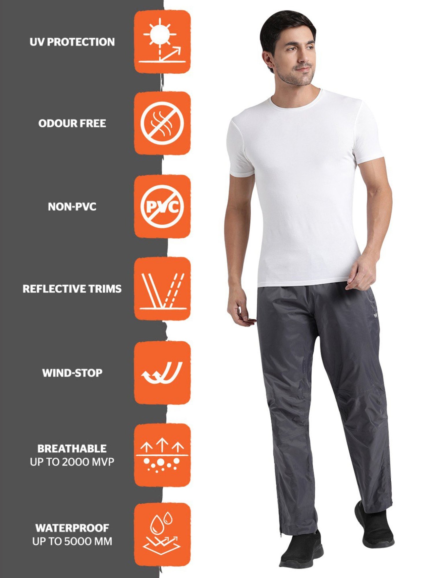 Wildcraft Dark Grey Rain Pants