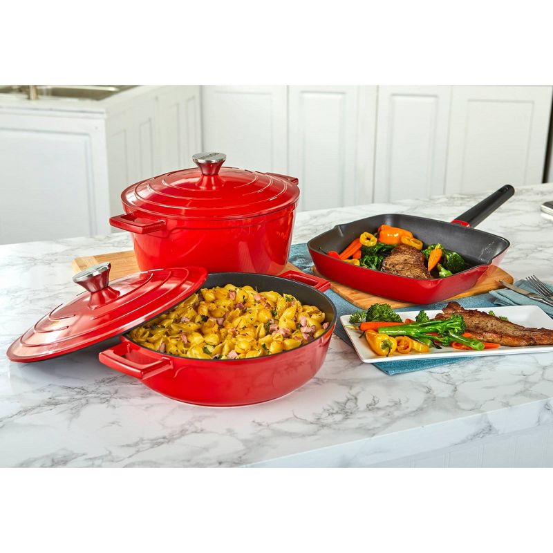 Imusa 11" Red Cast Aluminum Square Grill Pan with Soft Touch Handle