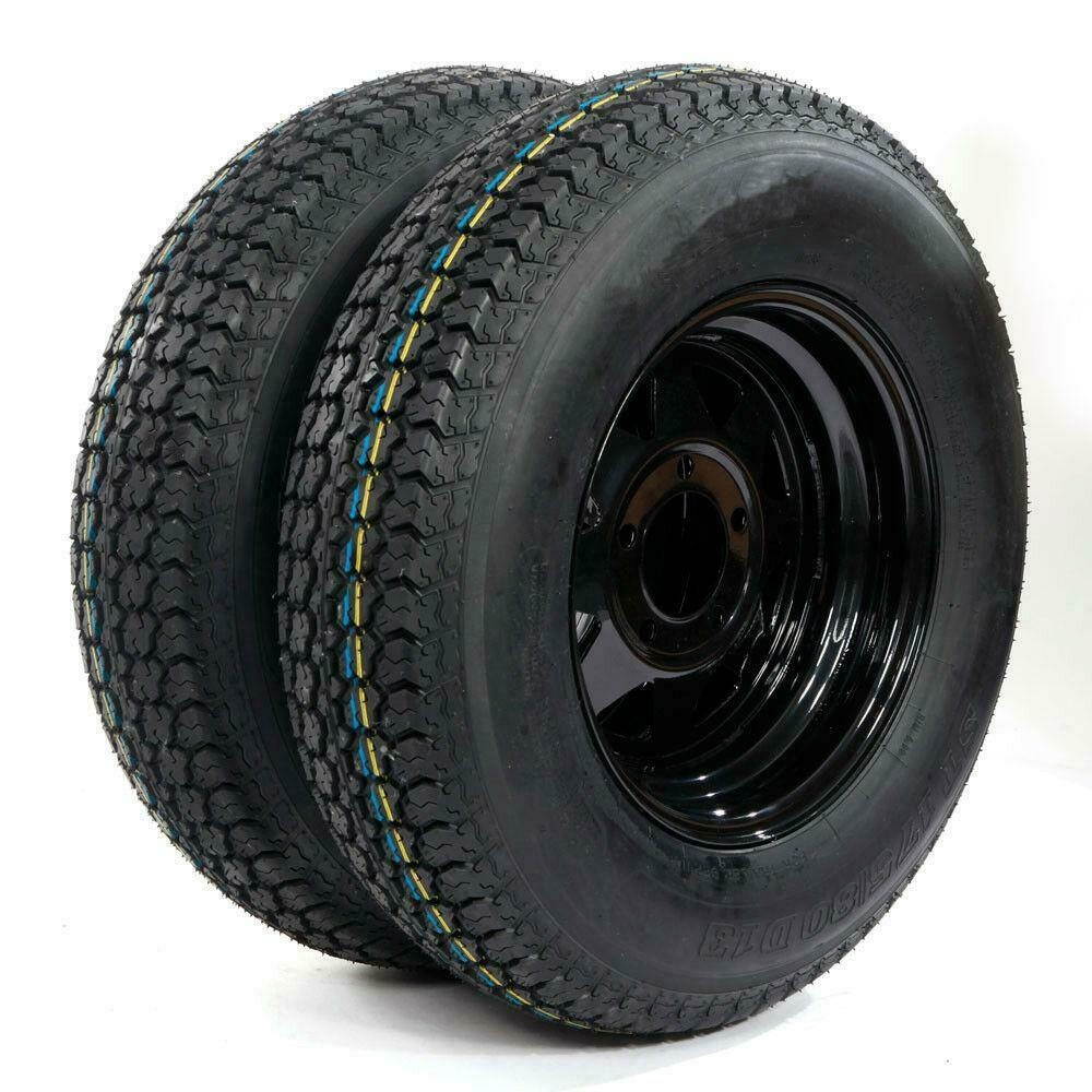 2x 5 on 4.5" ST175/80D13 LRC ET Bias Trailer Tire 1,360 Lbs  Load Range c  Rubbe