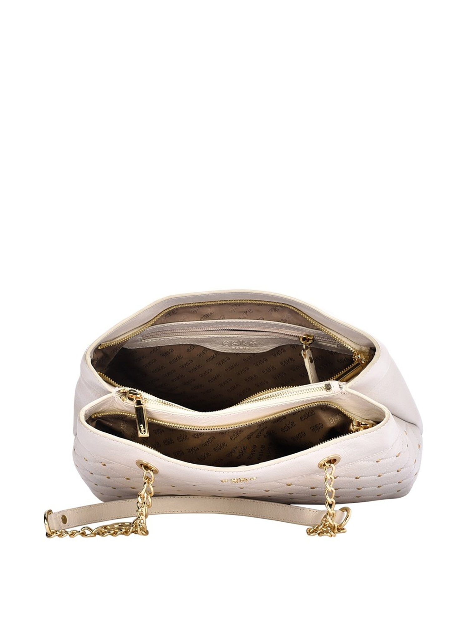 Eske Melba White Rivets Medium Shoulder Handbag