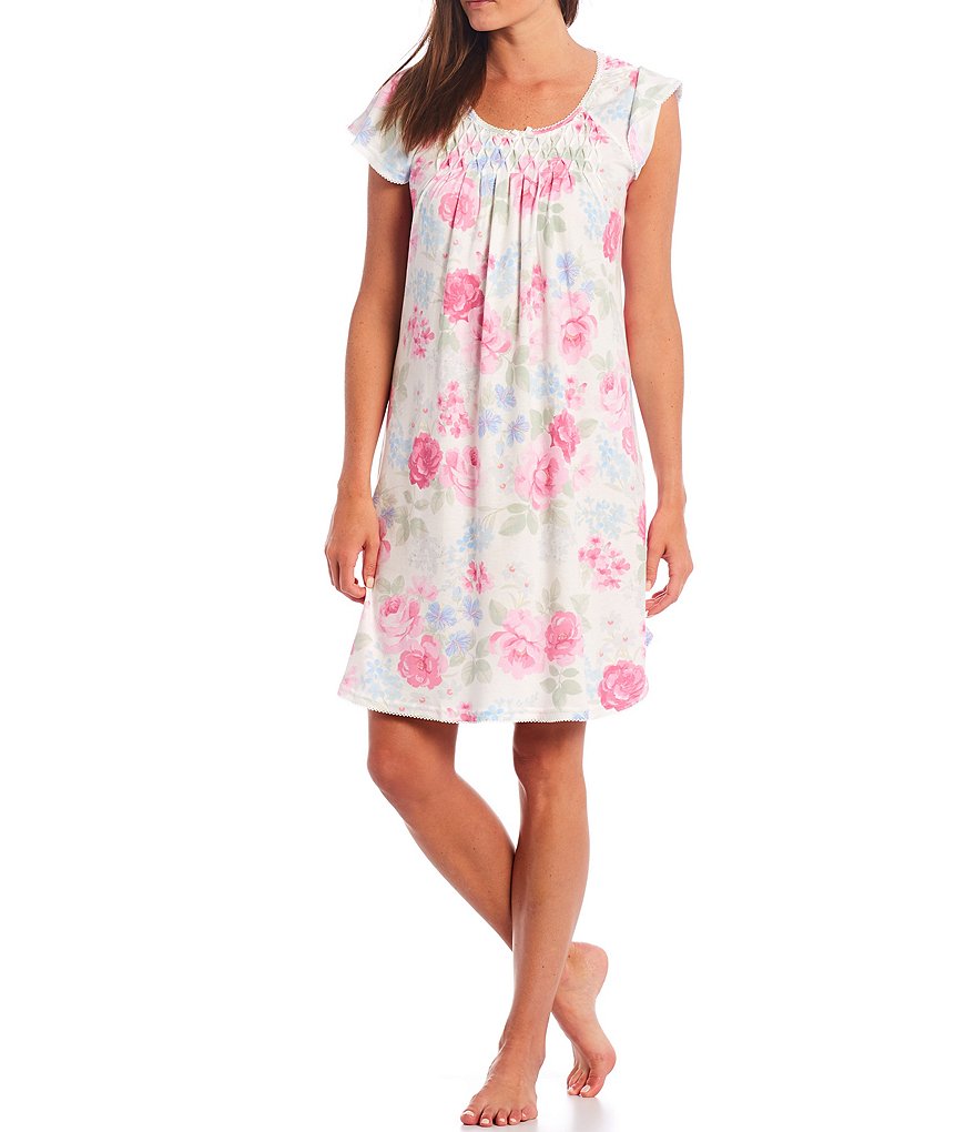 Miss Elaine Cottonessa Floral Print Knit Short Nightgown