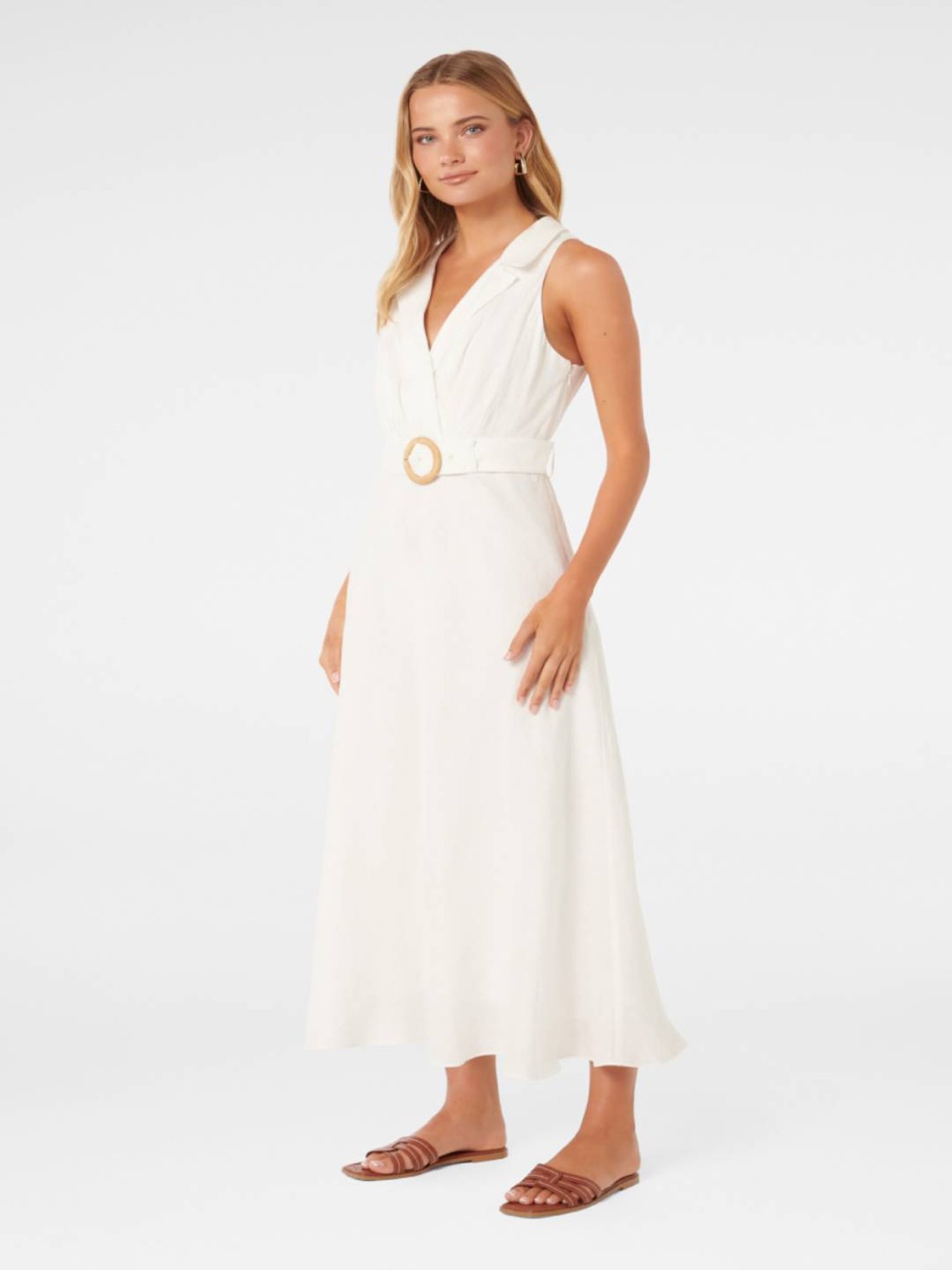 Forever New Paulina Collar Detail Belted midi dress