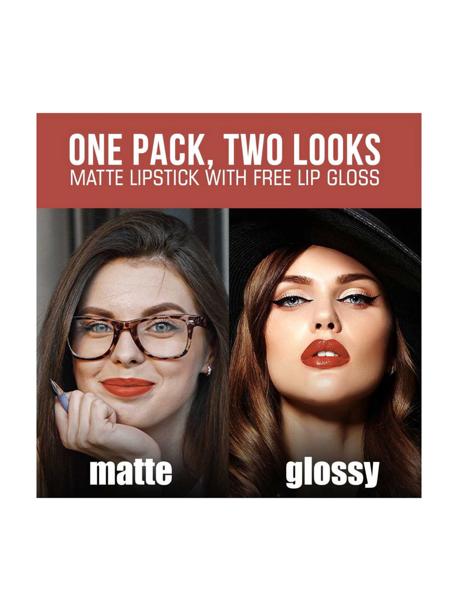 NEUD Matte Liquid Lipstick Jolly Coral with Free Lip Gloss - Pack of 2 (Each)