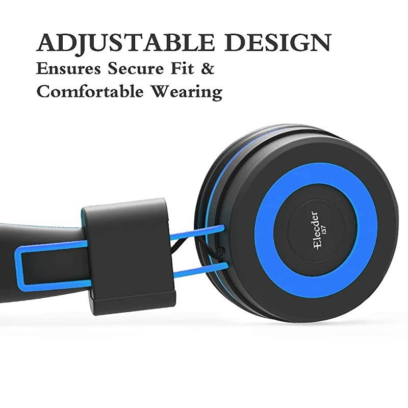 i37 Kids Headphones Children Girls Boys Teens Foldable Adjustable On Ear Headphones 3.5mm Jack Compatible Cellphones Computer MP3/4 Kindle School Tablet Black/Blue
