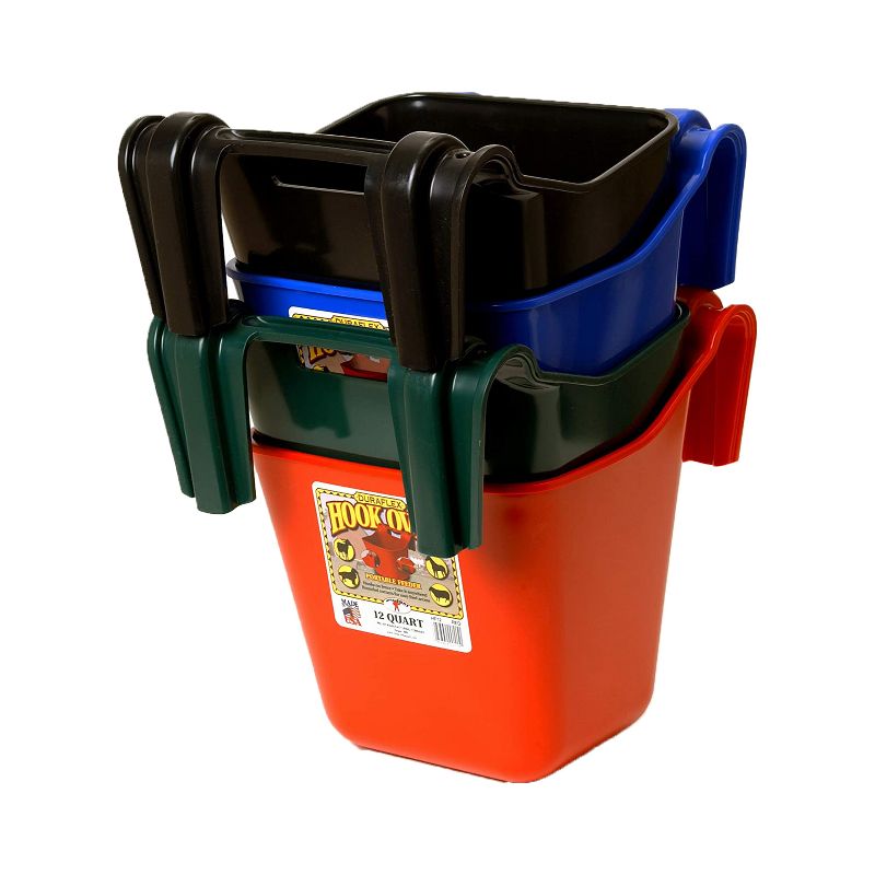 Little Giant HF12BLACK Heavy Duty 12 Quart Mountable Plastic Hook Over Feeder, Black (6 Pack)