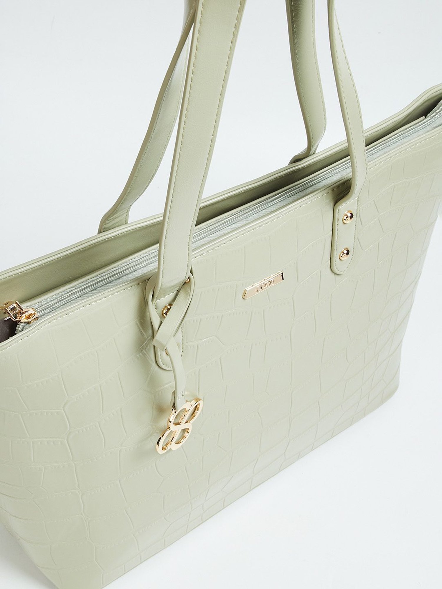 Code by Lifestyle Green Textured Tote Bag