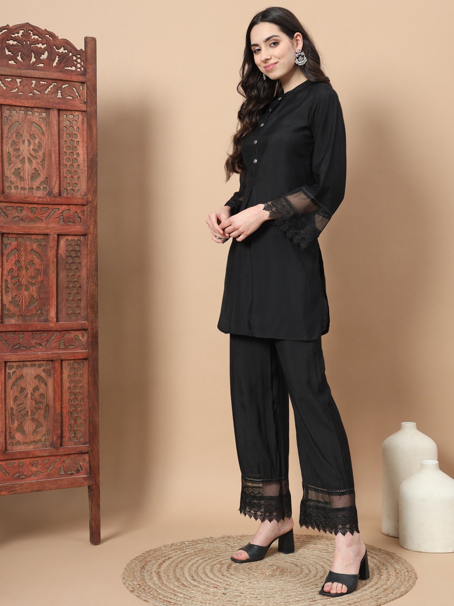 Yufta Black Tunic & Palazzo Set