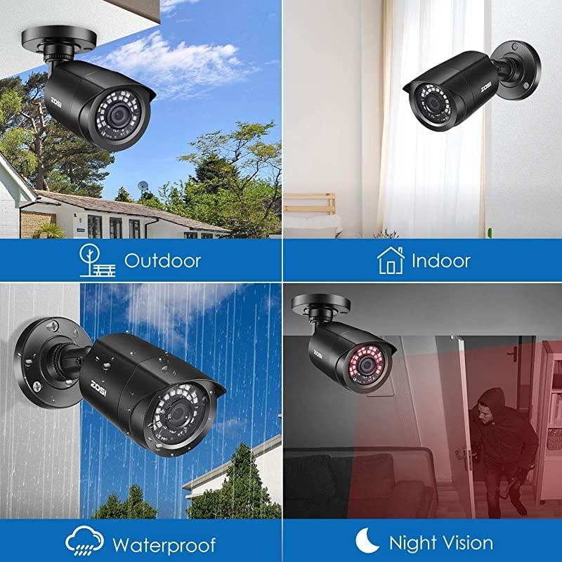 2.0 Megapixel HD 1080P 4 in 1 TVI/CVI/AHD/CVBS Security Cameras Day Night Waterproof Camera 65ft IR Distance,Compatible for HD-TVI, AHD, CVI, and CVBS/960H analog DVR